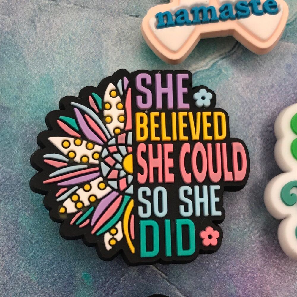 Shoe Charm Set Namaste Motivational Quotes Mushrooms - Picture 3 of 7